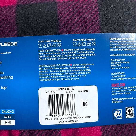 Hanes Men's Thermal Fleece Pajama Set - Size Small - Picture 5 of 5